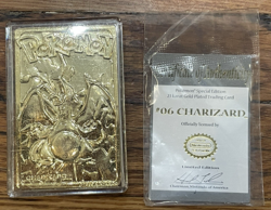 POKEMON Charizard #06 23k Gold Plated Card Vintage 1999 Burger King Promo COA - Image 2