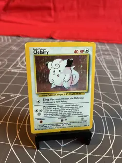 Vintage 1999 Pokemon Base Set Clefairy 5/102 Holo Card HP - Image 1