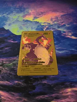 Charizard VMAX Gold Metal Pokemon Card Collectible Gift Display - Image 1