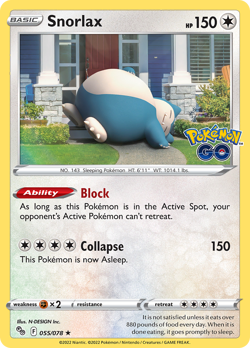 Snorlax - 055/078 - Holo - Pokemon Go - Pokemon Card - NM - Image 1