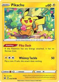 Pikachu 052/196 NM Lost Origin Pokemon Card love heart 52/196 valentine's day - Image 1