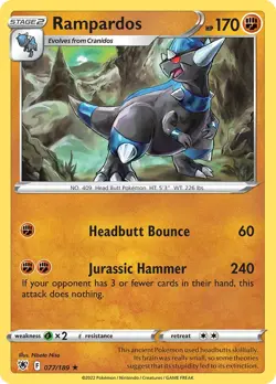 Pokemon TCG Trading Card 2022 Astral Radiance - Rampardos 077/189 Holo Rare - Image 1