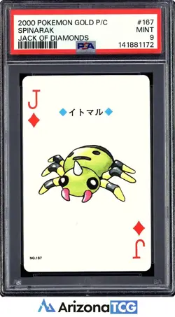 Pokemon 2000 Spinarak 167 Jack Of Diamonds Gold Playing Card Japanese PSA 9 - Image 1