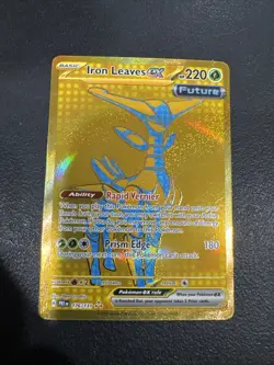 Pokemon TCG Iron Leaves EX Prismatic Evolutions Holo Card 176/131 Gold Rare - Image 3