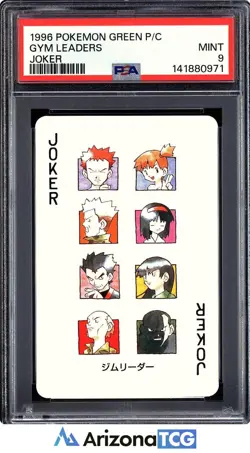 Pokemon 1996 Gym Leaders Joker Green Playing Cards Japanese PSA 9 - Image 1