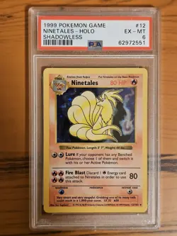 Pokemon Ninetales Holo Shadowless Rare TCG Base Set Card 12/102 PSA 6 - Image 1