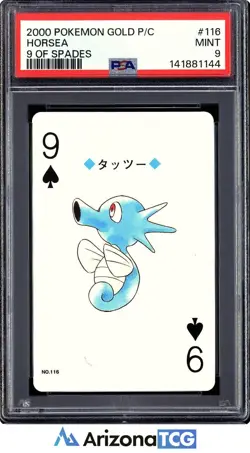 Pokemon 2000 Horsea 116 9 Of Spades Gold Playing Cards Japanese PSA 9 - Image 1