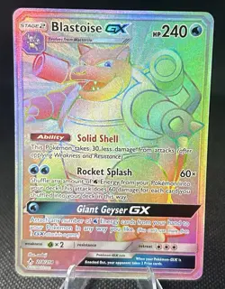 Pokemon TCG Blastoise GX Secret Rare Card 218/214 Unbroken Bonds NM - Image 1