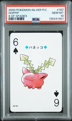 Hoppip 2000 Pokemon Japanese Silver Playing Card 6 of Spades #187 PSA 10 GEM MT - Image 1
