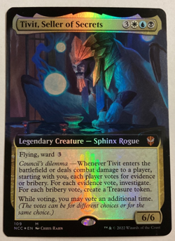 MTG Streets Of New Capenna TIVIT, SELLER OF SECRETS Extended Art Foil NM (3170) - Image 1