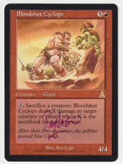 Signed Bloodshot Cyclops Proof MP Urza's Destiny Artist Ray Lago MTG Magic AP! - Image 1