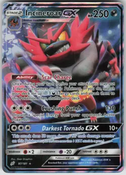 Pokemon Incineroar GX Ultra Rare SM - Team Up 97/181 NM - Image 1