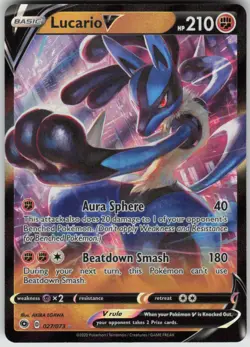 Pokemon Lucario V Ultra Rare Champion's Path 27/73 NM - Image 1