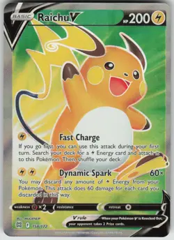 Pokemon Raichu V (Full Art) Ultra Rare SWSH09: Brilliant Stars 158/172 NM - Image 1