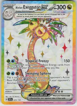 Pokemon Alolan Exeggutor ex Ultra Rare SV08: Surging Sparks 225/191 NM - Image 1