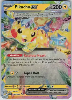 Pokemon Pikachu ex Double Rare Surging Sparks 057/191 NM - Image 1