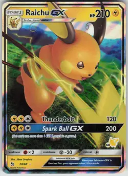 Pokemon Raichu GX - 20/68 (#60 Pikachu Stamped) Promo Battle Academy 020/068 NM - Image 1