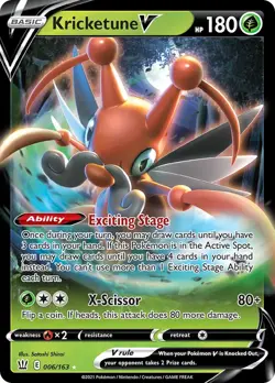 Kricketune V 006/163 Ultra Rare Pokemon TCG SWSH05: Battle Styles NM - Image 1