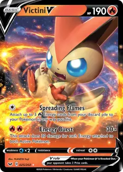 Pokemon TCG Victini V Sword & Shield 025/202 Holo Ultra Rare NM - Image 1