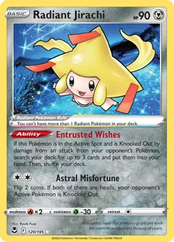 Radiant Jirachi Radiant Rare SWSH12: Silver Tempest 120/195 Pokemon TCG - NM - Image 1