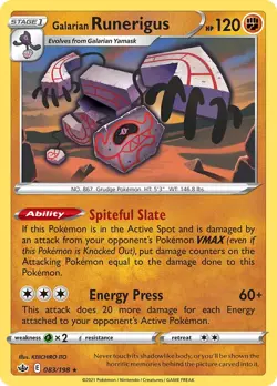 Galarian Runerigus - Holo Rare - SWSH06: Chilling Reign - 083/198 - NM - Pokemon - Image 1