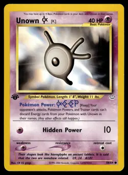 Unown [K] 58/64 Common Neo Revelation Pokemon 1st Edition MP - Image 1