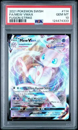 2021 Pokemon Fusion Strike - Mew VMAX No. 114 PSA 10 - Image 1