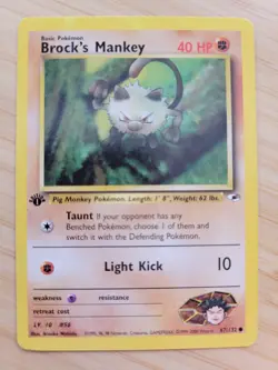 Pokemon TCG Brock's Mankey Gym Heroes 67/132 Regular 1st Edition Common - Image 1