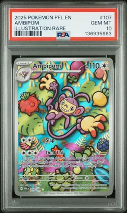 2025 POKEMON PFL EN-PHANTASMAL FLAMES ILLUSTRATION RARE #107 AMBIPOM PSA 10 - Image 1