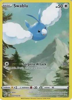 Pokemon TCG Swablu GG27/GG70 Crown Zenith Galarian Gallery Holo NM - Image 1