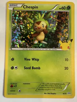 Chespin 006/025 Promo McDonald's 25th Anniversary Promos Pokemon Holo LP - Image 1