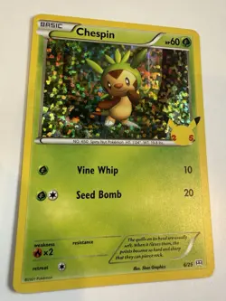 Chespin 006/025 Promo McDonald's 25th Anniversary Promos Pokemon Holo LP - Image 2