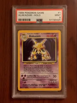 1999 POKEMON BASE SET UNLIMITED #1 ALAKAZAM-HOLO PSA 9 - Image 1