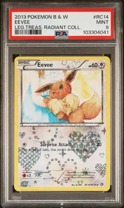 2013 POKEMON B&W LEGEND TREASURES RADIANT COLL #RC14 EEVEE PSA 9 - Image 1