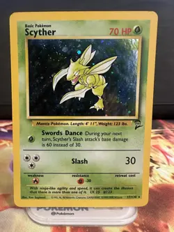 Pokemon TCG Scyther Base Set 2 17/130 Holo Unlimited Holo Rare - Image 1