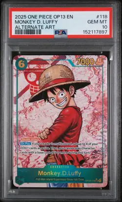 2025 One Piece OP13-Carrying On His Will Monkey D. Luffy Alt Art PSA 10 GEM MINT - Image 1