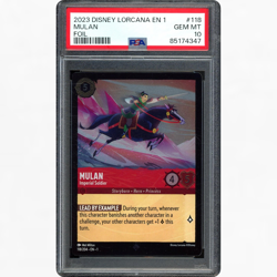 2023 DISNEY LORCANA THE FIRST CHAPTER 118/204 MULAN IMPERIAL SOLDIER FOIL PSA 10 - Image 1