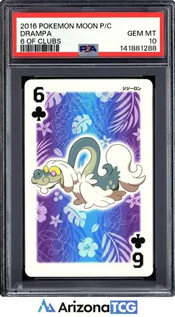 Pokemon 2016 Drampa 6 of Clubs Moon Playing Cards Japanese GEM MINT PSA 10 - Image 1