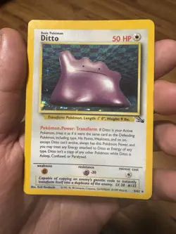 Ditto Holo 3/62 Fossil Set Vintage Pokemon Card LP/MP WOTC - Image 1