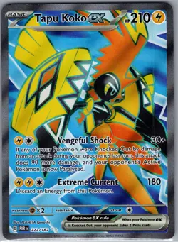 Tapu Koko ex 222/182 SV04: Paradox Rift - Pokemon Card - NM - Image 1