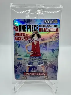 One Piece Card Game Monkey D Luffy P-055 Promo US Voyage College Bball - SEALED - Image 1
