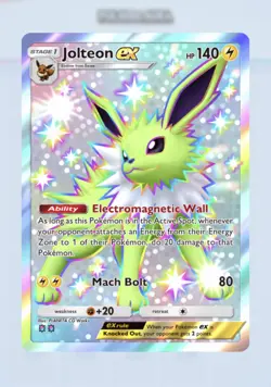 Pokemon TCG Pocket - Jolteon ex Full Art Card (English): Pulsing Aura - Image 1