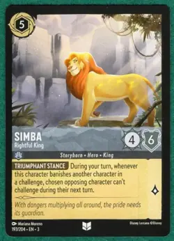 Simba - Rightful King - Into The Inklands #193 - Disney Lorcana TCG Card - Image 1