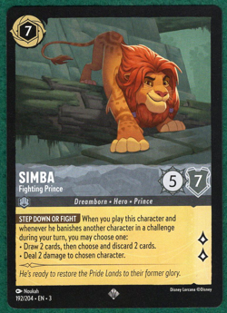 Simba - Fighting Prince - Into the Inklands #192 - Disney Lorcana TCG Card - Image 1