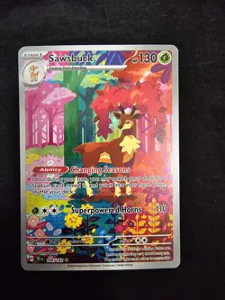 Pokemon TCG Sawsbuck Temporal Forces Illustration Card 166/162 - Image 1