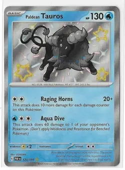 Paldean Tauros - 120/091 - Pokemon Paldean Fates Shiny Rare Card NM - Image 1