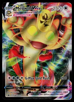 Pokemon Card Sword & Shield Promo Meowth VMAX SWSH005 Holo - Image 1