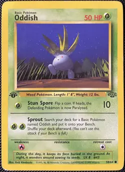 Oddish 58/64 Jungle Regular 1st Edition *DAMAGED* Pokemon Card - Image 1