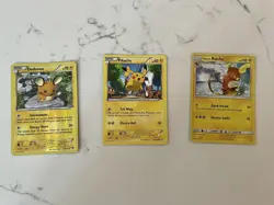 Alolan Taichu, Dedenne, and Pikachu Pokemon Cards - Image 1