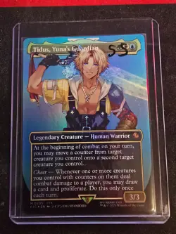MTG, Tidus, Yuna's Guardian, Commander: Final Fantasy, BORDERLESS, FOIL, NM - Image 1